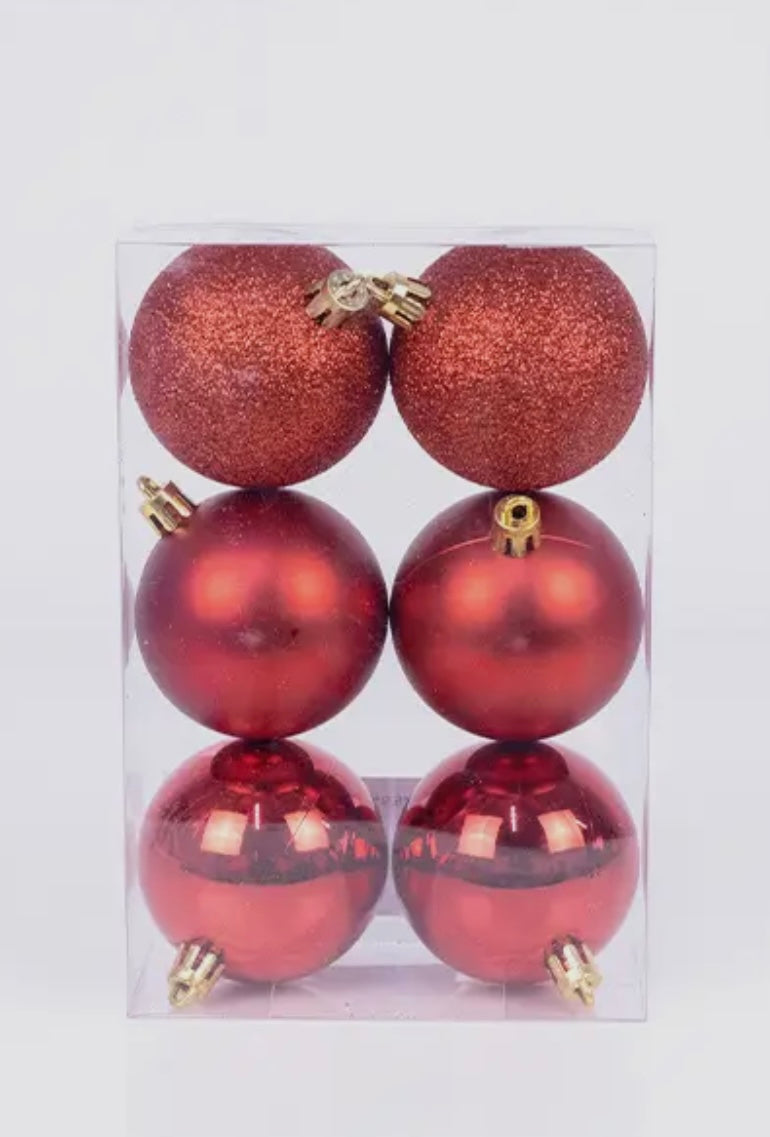 Lot de 6 boules de Noël - 6cm